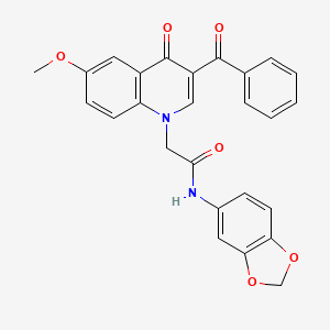 molecular formula C26H20N2O6 B2723695 2-(3-benzoyl-6-methoxy-4-oxo-1,4-dihydroquinolin-1-yl)-N-(2H-1,3-benzodioxol-5-yl)acetamide CAS No. 902278-71-1