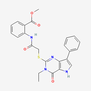 methyl 2-(2-((3-ethyl-4-oxo-7-phenyl-4,5-dihydro-3H-pyrrolo[3,2-d]pyrimidin-2-yl)thio)acetamido)benzoate