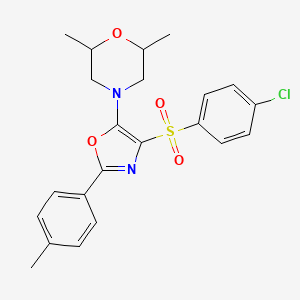 4-(4-((4-Chlorophenyl)sulfonyl)-2-(p-tolyl)oxazol-5-yl)-2,6-dimethylmorpholine