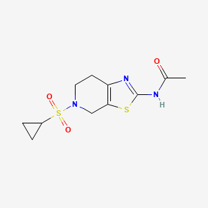 molecular formula C11H15N3O3S2 B2723719 N-(5-(cyclopropylsulfonyl)-4,5,6,7-tetrahydrothiazolo[5,4-c]pyridin-2-yl)acetamide CAS No. 1448052-39-8
