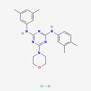 molecular formula C23H29ClN6O B2723722 N2-(3,4-dimethylphenyl)-N4-(3,5-dimethylphenyl)-6-(morpholin-4-yl)-1,3,5-triazine-2,4-diamine hydrochloride CAS No. 1179490-17-5