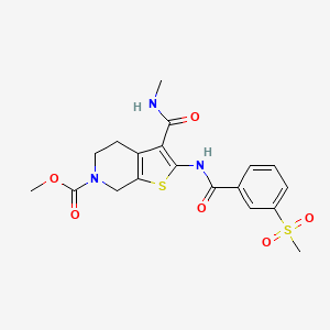molecular formula C19H21N3O6S2 B2723725 methyl 3-(methylcarbamoyl)-2-(3-(methylsulfonyl)benzamido)-4,5-dihydrothieno[2,3-c]pyridine-6(7H)-carboxylate CAS No. 886960-24-3