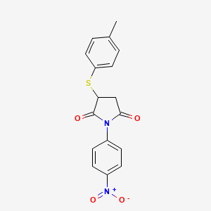 molecular formula C17H14N2O4S B2723727 3-(4-Methylphenylthio)-1-(4-nitrophenyl)azolidine-2,5-dione CAS No. 306732-17-2