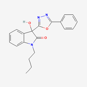 molecular formula C20H19N3O3 B2723730 1-butyl-3-hydroxy-3-(5-phenyl-1,3,4-oxadiazol-2-yl)-2,3-dihydro-1H-indol-2-one CAS No. 730972-91-5