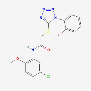 molecular formula C16H13ClFN5O2S B2723735 N-(5-chloro-2-methoxyphenyl)-2-{[1-(2-fluorophenyl)-1H-tetrazol-5-yl]sulfanyl}acetamide CAS No. 950235-81-1
