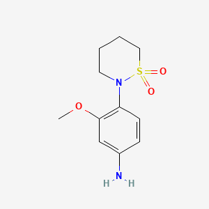molecular formula C11H16N2O3S B2723740 4-(1,1-二氧代-1,2-噻嗪-2-基)-3-甲氧基苯胺 CAS No. 927995-79-7