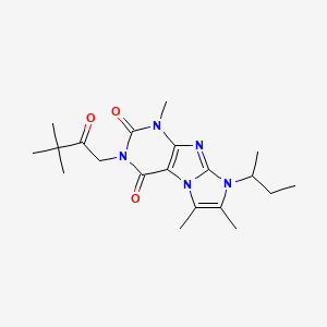 molecular formula C20H29N5O3 B2723747 6-Butan-2-yl-2-(3,3-dimethyl-2-oxobutyl)-4,7,8-trimethylpurino[7,8-a]imidazole-1,3-dione CAS No. 919031-13-3