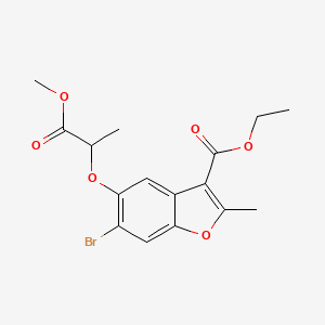 molecular formula C16H17BrO6 B2723751 Ethyl 6-bromo-5-[(1-methoxy-1-oxopropan-2-yl)oxy]-2-methyl-1-benzofuran-3-carboxylate CAS No. 315237-28-6