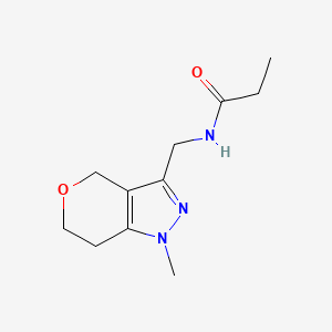 molecular formula C11H17N3O2 B2723752 N-((1-methyl-1,4,6,7-tetrahydropyrano[4,3-c]pyrazol-3-yl)methyl)propionamide CAS No. 1797307-95-9