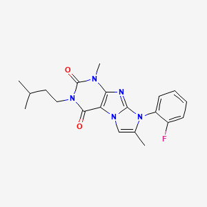 molecular formula C20H22FN5O2 B2723753 6-(2-Fluorophenyl)-4,7-dimethyl-2-(3-methylbutyl)purino[7,8-a]imidazole-1,3-dione CAS No. 899987-58-7
