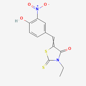 molecular formula C12H10N2O4S2 B2723759 3-Ethyl-5-[(4-hydroxy-3-nitrophenyl)methylidene]-2-sulfanylidene-1,3-thiazolidin-4-one CAS No. 359648-33-2