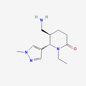 molecular formula C12H20N4O B2723760 (5R,6S)-5-(氨基甲基)-1-乙基-6-(1-甲基吡唑-4-基)哌啶-2-酮 CAS No. 2137611-70-0