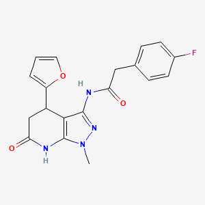 molecular formula C19H17FN4O3 B2723761 2-(4-fluorophenyl)-N-(4-(furan-2-yl)-1-methyl-6-oxo-4,5,6,7-tetrahydro-1H-pyrazolo[3,4-b]pyridin-3-yl)acetamide CAS No. 1172495-28-1