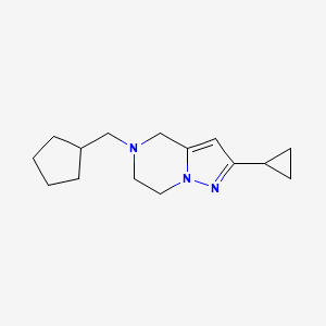 molecular formula C15H23N3 B2723762 5-(环戊基甲基)-2-环丙基-4,5,6,7-四氢吡唑啉[1,5-a]吡嘧啶 CAS No. 2034416-63-0