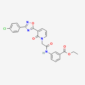 ethyl 3-(2-(3-(3-(4-chlorophenyl)-1,2,4-oxadiazol-5-yl)-2-oxopyridin-1(2H)-yl)acetamido)benzoate