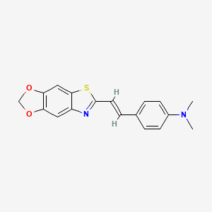 molecular formula C18H16N2O2S B2723813 4-[(E)-2-([1,3]二氧杂环[4,5-f][1,3]苯并噻唑-6-基)乙烯基]-N,N-二甲基苯胺 CAS No. 306279-40-3
