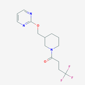 molecular formula C14H18F3N3O2 B2723817 4,4,4-Trifluoro-1-[3-(pyrimidin-2-yloxymethyl)piperidin-1-yl]butan-1-one CAS No. 2380172-65-4