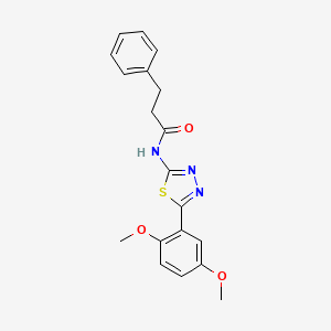 molecular formula C19H19N3O3S B2723821 N-[5-(2,5-dimethoxyphenyl)-1,3,4-thiadiazol-2-yl]-3-phenylpropanamide CAS No. 476462-22-3