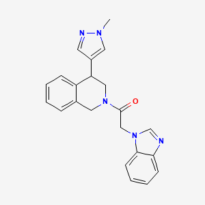molecular formula C22H21N5O B2723822 2-(1H-benzo[d]imidazol-1-yl)-1-(4-(1-methyl-1H-pyrazol-4-yl)-3,4-dihydroisoquinolin-2(1H)-yl)ethanone CAS No. 2034297-55-5