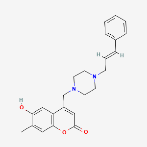 molecular formula C24H26N2O3 B2723823 (E)-4-((4-cinnamylpiperazin-1-yl)methyl)-6-hydroxy-7-methyl-2H-chromen-2-one CAS No. 1164522-61-5