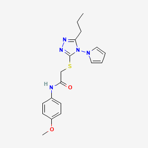 molecular formula C18H21N5O2S B2723868 N-(4-methoxyphenyl)-2-{[5-propyl-4-(1H-pyrrol-1-yl)-4H-1,2,4-triazol-3-yl]sulfanyl}acetamide CAS No. 877815-63-9