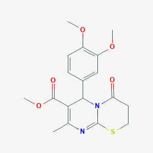 molecular formula C18H20N2O5S B2723919 Methyl 6-(3,4-dimethoxyphenyl)-8-methyl-4-oxo-2,3,4,6-tetrahydropyrimido[2,1-b][1,3]thiazine-7-carboxylate CAS No. 300770-17-6