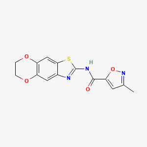 molecular formula C14H11N3O4S B2723930 N-(6,7-dihydro-[1,4]dioxino[2,3-f][1,3]benzothiazol-2-yl)-3-methyl-1,2-oxazole-5-carboxamide CAS No. 946287-07-6