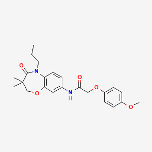 molecular formula C23H28N2O5 B2723933 N-(3,3-dimethyl-4-oxo-5-propyl-2,3,4,5-tetrahydro-1,5-benzoxazepin-8-yl)-2-(4-methoxyphenoxy)acetamide CAS No. 921526-14-9