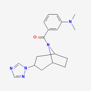 molecular formula C18H23N5O B2723934 N,N-dimethyl-3-[3-(1H-1,2,4-triazol-1-yl)-8-azabicyclo[3.2.1]octane-8-carbonyl]aniline CAS No. 2176201-88-8