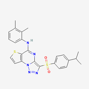 molecular formula C24H23N5O2S2 B2723960 N-(2,3-dimethylphenyl)-10-[4-(propan-2-yl)benzenesulfonyl]-5-thia-1,8,11,12-tetraazatricyclo[7.3.0.0^{2,6}]dodeca-2(6),3,7,9,11-pentaen-7-amine CAS No. 892741-29-6