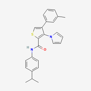 molecular formula C25H24N2OS B2723978 4-(3-methylphenyl)-N-[4-(propan-2-yl)phenyl]-3-(1H-pyrrol-1-yl)thiophene-2-carboxamide CAS No. 1291852-80-6