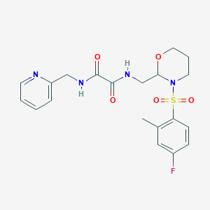 molecular formula C20H23FN4O5S B2723992 N-{[3-(4-fluoro-2-methylbenzenesulfonyl)-1,3-oxazinan-2-yl]methyl}-N'-[(pyridin-2-yl)methyl]ethanediamide CAS No. 872987-24-1