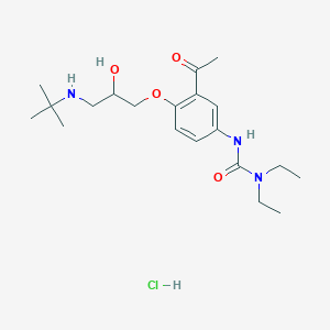molecular formula C20H34ClN3O4 B027240 3-[3-Acetyl-4-[3-(tert-butylamino)-2-hydroxypropoxy]phenyl]-1,1-diethylurea; hydron; chloride CAS No. 57470-78-7