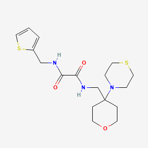 molecular formula C17H25N3O3S2 B2724005 N'-{[4-(thiomorpholin-4-yl)oxan-4-yl]methyl}-N-[(thiophen-2-yl)methyl]ethanediamide CAS No. 2415462-91-6