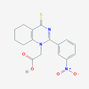 molecular formula C16H15N3O4S B2724051 2-[2-(3-nitrophenyl)-4-sulfanylidene-1,4,5,6,7,8-hexahydroquinazolin-1-yl]acetic acid CAS No. 462069-18-7