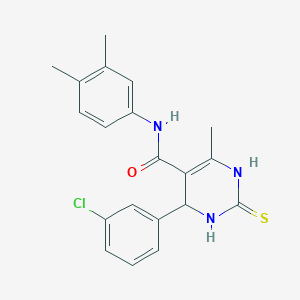 molecular formula C20H20ClN3OS B2724053 4-(3-chlorophenyl)-N-(3,4-dimethylphenyl)-6-methyl-2-sulfanylidene-1,2,3,4-tetrahydropyrimidine-5-carboxamide CAS No. 406690-32-2