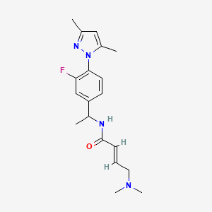 molecular formula C19H25FN4O B2724066 (E)-4-(Dimethylamino)-N-[1-[4-(3,5-dimethylpyrazol-1-yl)-3-fluorophenyl]ethyl]but-2-enamide CAS No. 2411327-07-4