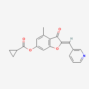 B2724088 (Z)-4-methyl-3-oxo-2-(pyridin-3-ylmethylene)-2,3-dihydrobenzofuran-6-yl cyclopropanecarboxylate CAS No. 903869-96-5