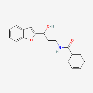 molecular formula C18H21NO3 B2724130 N-[3-(1-BENZOFURAN-2-YL)-3-HYDROXYPROPYL]CYCLOHEX-3-ENE-1-CARBOXAMIDE CAS No. 1448054-71-4