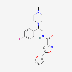 molecular formula C21H23FN4O3 B2724131 N-[2-(4-fluorophenyl)-2-(4-methylpiperazin-1-yl)ethyl]-5-(furan-2-yl)-1,2-oxazole-3-carboxamide CAS No. 1323713-32-1
