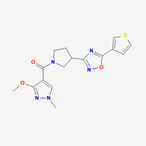 (3-methoxy-1-methyl-1H-pyrazol-4-yl)(3-(5-(thiophen-3-yl)-1,2,4-oxadiazol-3-yl)pyrrolidin-1-yl)methanone