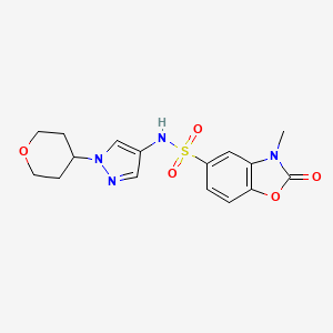 3-methyl-2-oxo-N-(1-(tetrahydro-2H-pyran-4-yl)-1H-pyrazol-4-yl)-2,3-dihydrobenzo[d]oxazole-5-sulfonamide