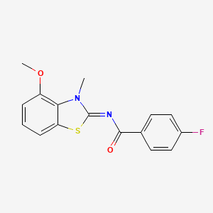 (E)-4-fluoro-N-(4-methoxy-3-methylbenzo[d]thiazol-2(3H)-ylidene)benzamide