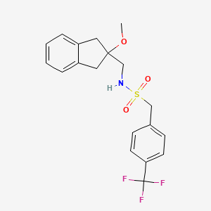 molecular formula C19H20F3NO3S B2724281 N-((2-methoxy-2,3-dihydro-1H-inden-2-yl)methyl)-1-(4-(trifluoromethyl)phenyl)methanesulfonamide CAS No. 2034261-79-3