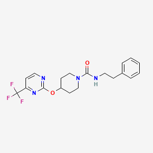molecular formula C19H21F3N4O2 B2724334 N-(2-phenylethyl)-4-{[4-(trifluoromethyl)pyrimidin-2-yl]oxy}piperidine-1-carboxamide CAS No. 2380085-93-6