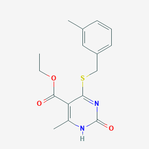 molecular formula C16H18N2O3S B2724347 Ethyl 6-methyl-4-((3-methylbenzyl)thio)-2-oxo-1,2-dihydropyrimidine-5-carboxylate CAS No. 899957-02-9