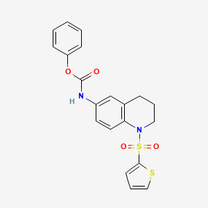 molecular formula C20H18N2O4S2 B2724356 phenyl N-[1-(thiophene-2-sulfonyl)-1,2,3,4-tetrahydroquinolin-6-yl]carbamate CAS No. 941882-60-6
