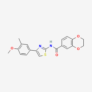 molecular formula C20H18N2O4S B2724400 N-[4-(4-methoxy-3-methylphenyl)-1,3-thiazol-2-yl]-2,3-dihydro-1,4-benzodioxine-6-carboxamide CAS No. 477551-02-3