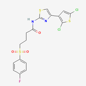 molecular formula C17H13Cl2FN2O3S3 B2724409 N-(4-(2,5-dichlorothiophen-3-yl)thiazol-2-yl)-4-((4-fluorophenyl)sulfonyl)butanamide CAS No. 941950-72-7