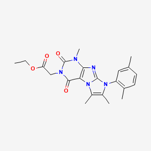 molecular formula C22H25N5O4 B2724413 ethyl 2-[8-(2,5-dimethylphenyl)-1,6,7-trimethyl-2,4-dioxo-1H,2H,3H,4H,8H-imidazo[1,2-g]purin-3-yl]acetate CAS No. 878732-77-5